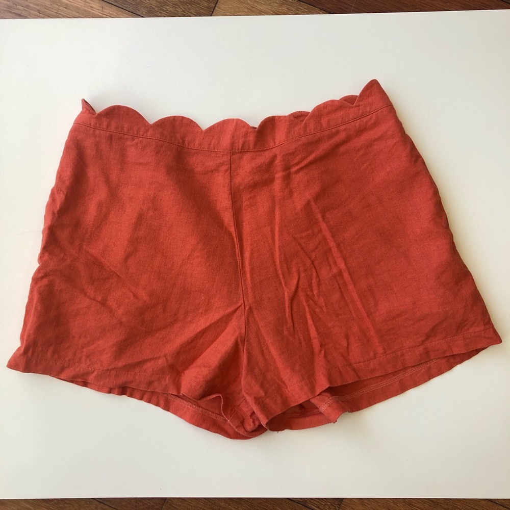 June & hudson coral linen scallop shorts